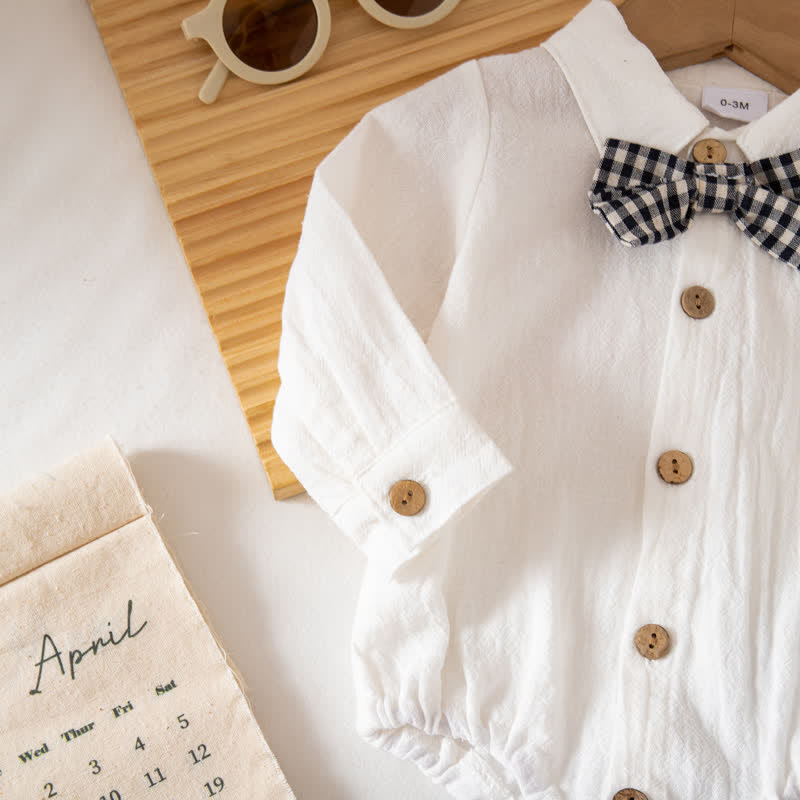 Baby Boy Gentleman Plaid Bodysuit Overalls 2-piece Set