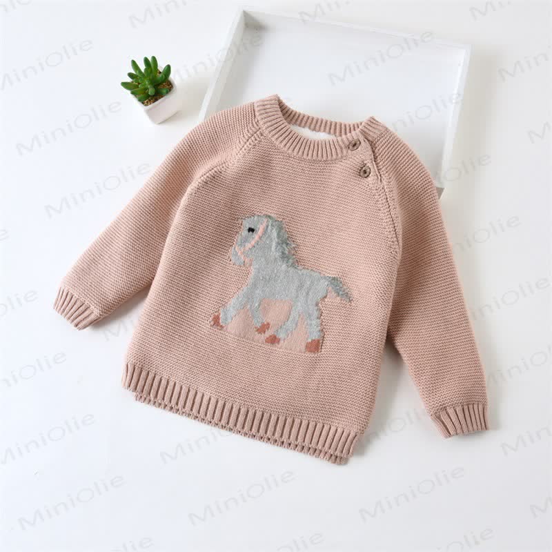 Kid Cute Horse Thicken Knit Sweater