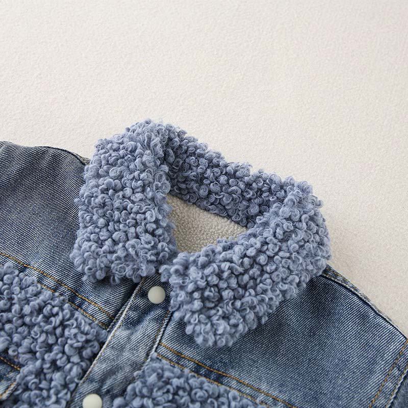 Baby Denim Blue Warm Fleece Romper