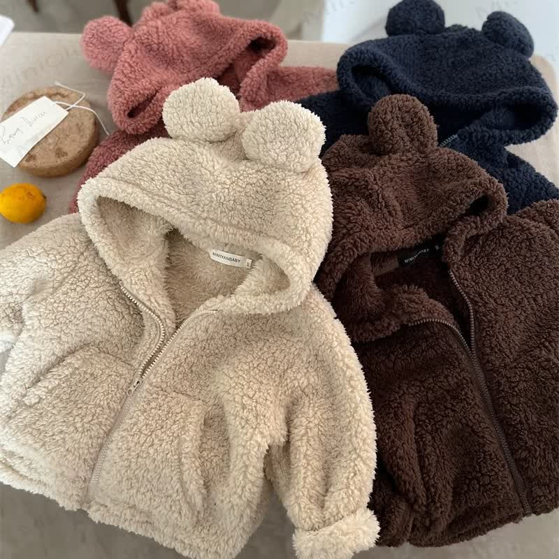 Baby Toddler Hooded Solid Color Outerwear