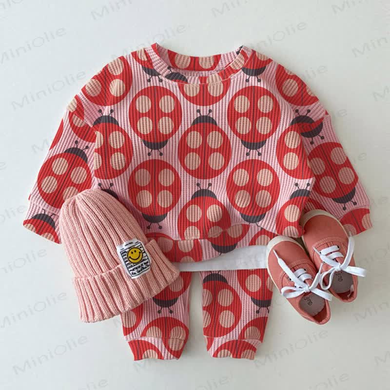 Baby Toddler Pink Ladybug Waffle 2-piece Set
