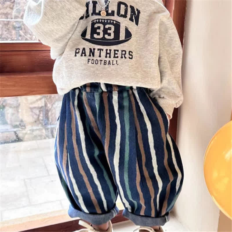 Toddler Colorful Vertical Striped Denim Pants