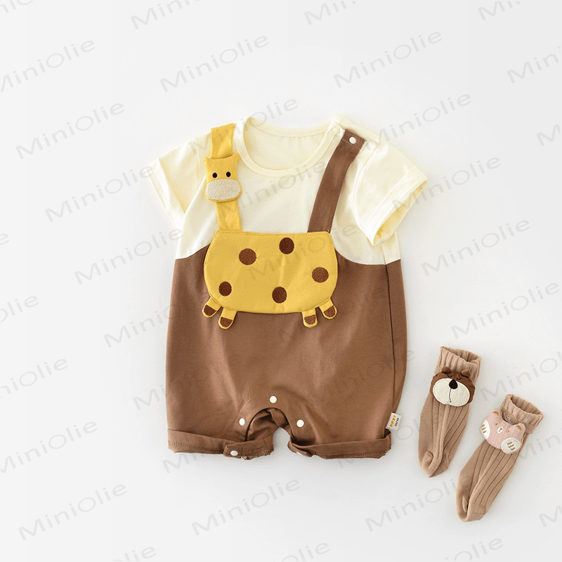 Baby Giraffe Fake Two Pieces Romper