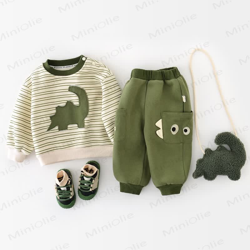 Baby Dinosaur Stripe Green Top & Pants