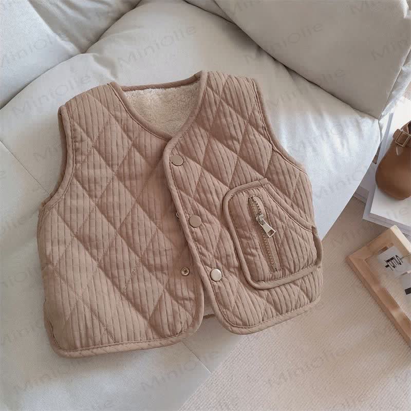 Baby Toddler Solid Color Fleece Vest Jacket