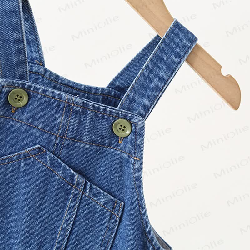 Toddler Car Embroidered Pocket Overalls