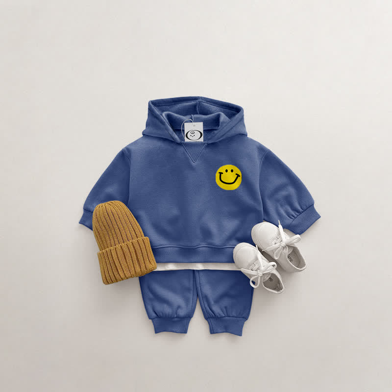 Baby 2-Piece Happy Face Blue Sweatsuit Set