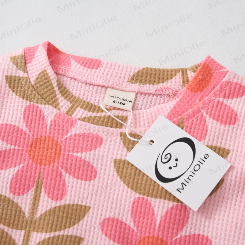 Baby Toddler Pink Sunflower Waffle 2-piece Set