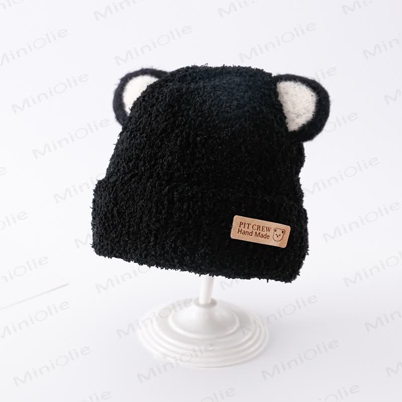 Baby Plush Bear Ears Knit Cap