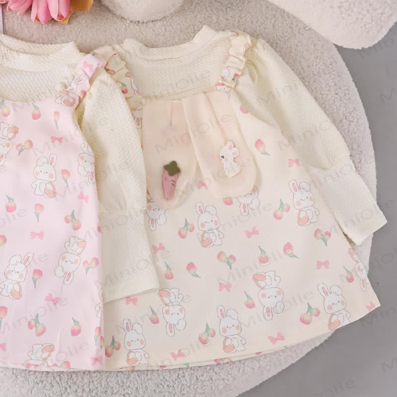 Baby Toddler Girls Cute Bunny Flower Carrot Dress
