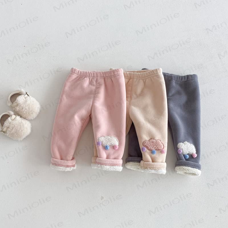 Baby Toddler Girl Clouds Fleece Lined Jogger Pants