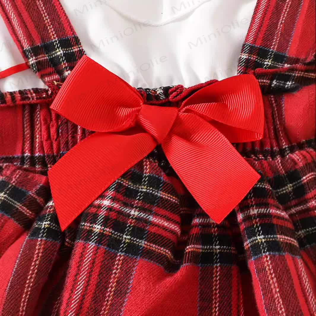 Baby Christmas Plaid Fake 2pcs Bodysuit