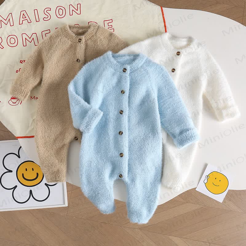 Baby Fluffy Solid Color Romper
