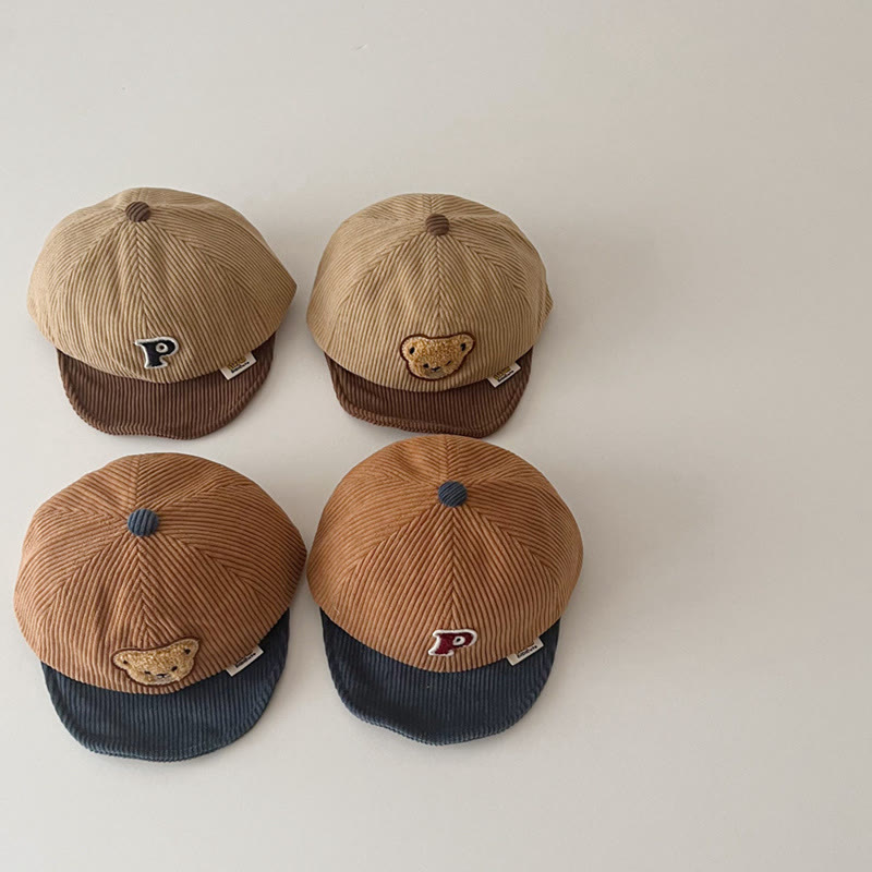 P Baby Bear Letter Sun Peaked Cap