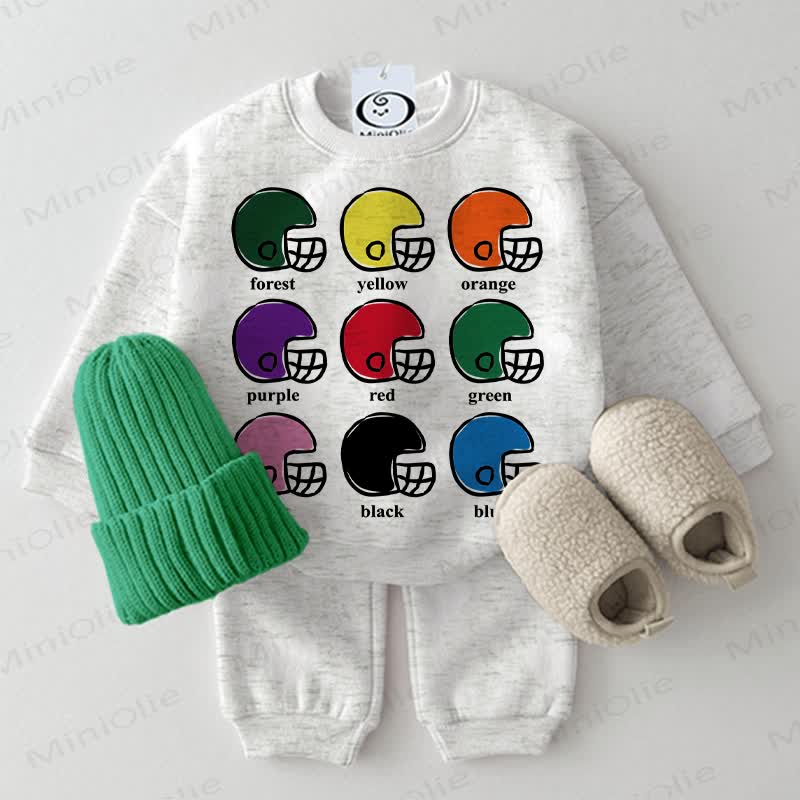 Baby Colorful Football Helmet 2-piece Light Grey Set