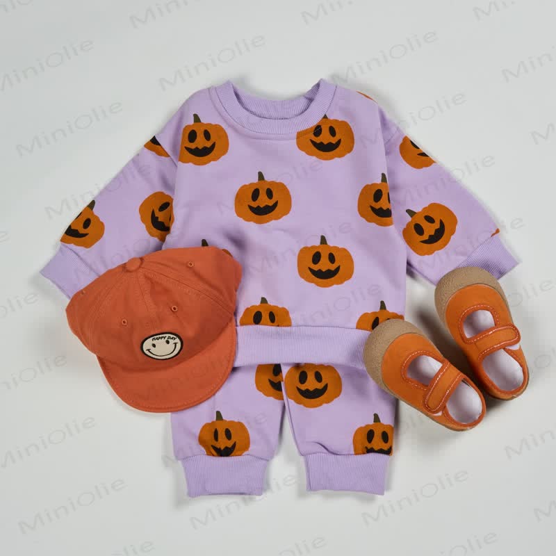 Baby Toddler Halloween Pumpkin Purple 2-piece Set