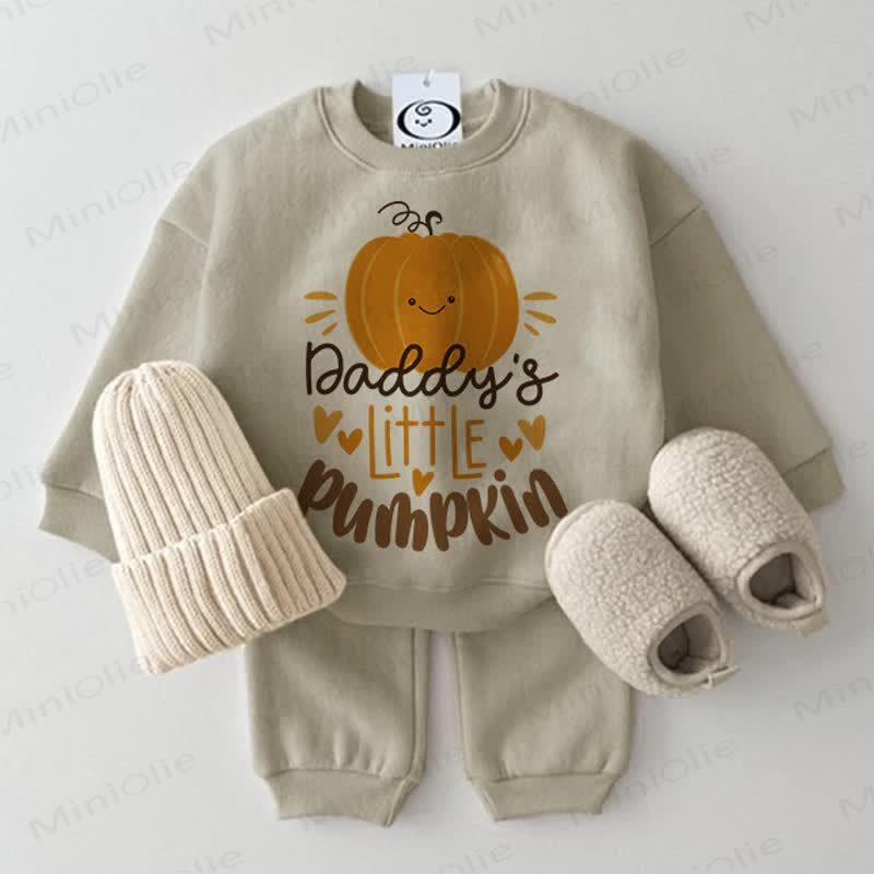DADDY'S LITTLE PUMPKIN Baby 2-piece Grey Green Set