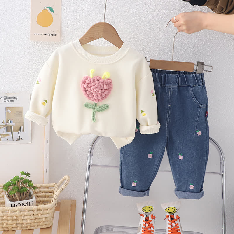 Toddler 2-Piece Lovely Flower Denim Set
