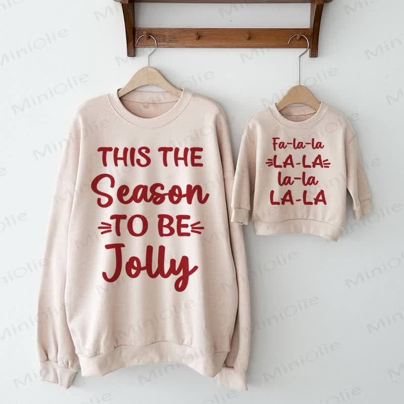 Christmas Slogan Beige Family Sweatshirt