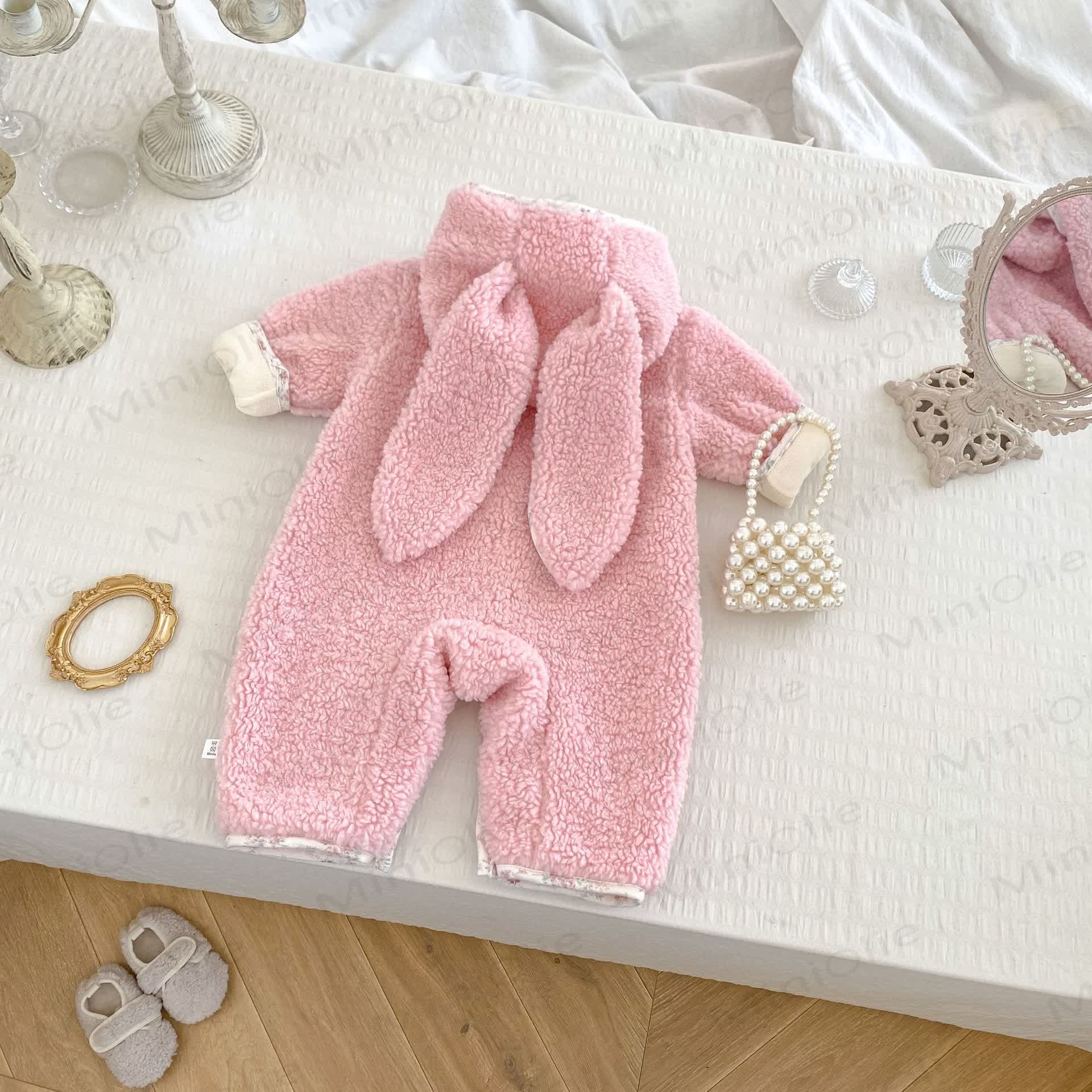 Baby Floral Bunny Ear Hooded Romper