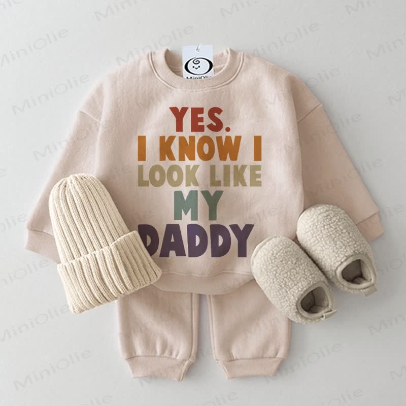 YES. I KNOW I LOOK LIKE MY DADDY Baby 2-piece Beige Set