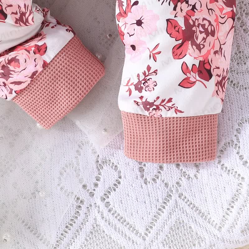 Baby Girl Bow Butterfly Floral Pink Romper