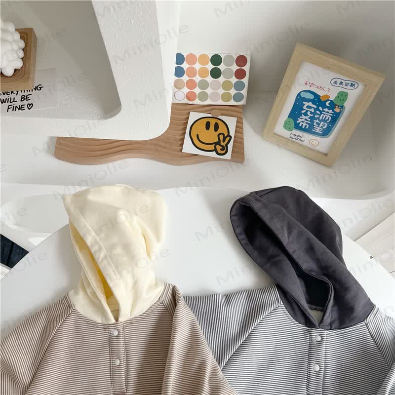 Baby Striped Hooded Soft Romper