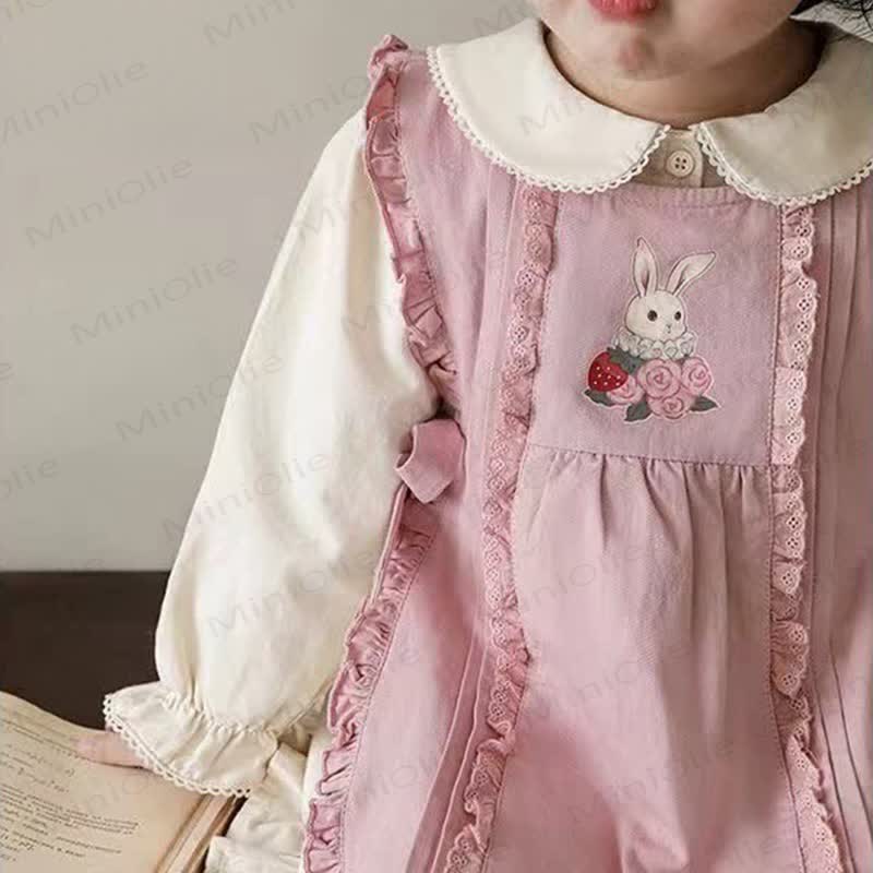Toddler Girls Embroidered Bunny Flower Dress
