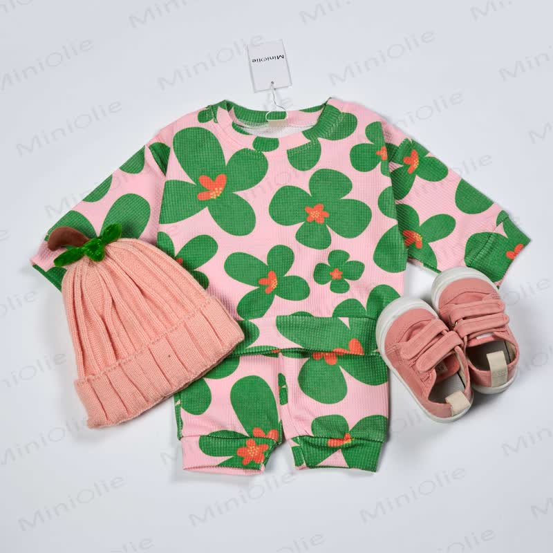 Baby Waffle Flower Pink 2-piece Set