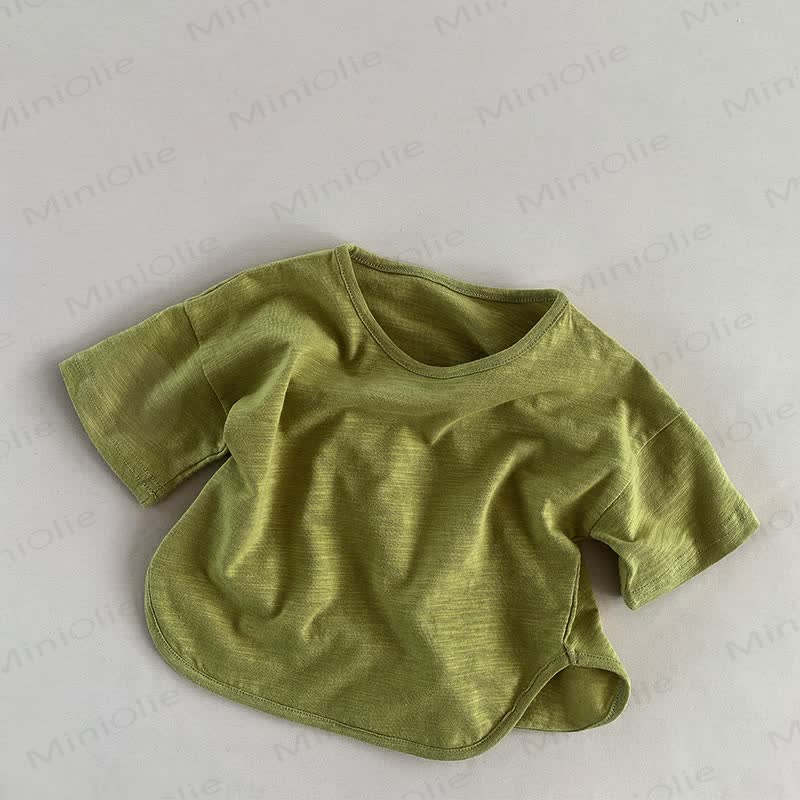 Toddler Solid Color Retro Soft T-shirt