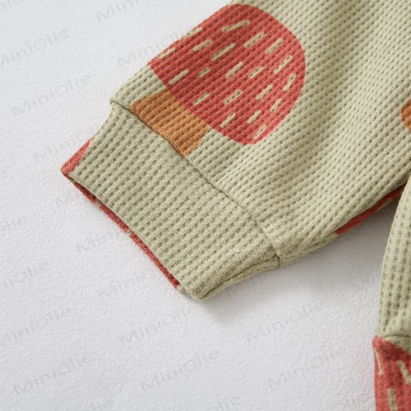 Baby Toddler Mushrooms Green Waffle 2-piece Set