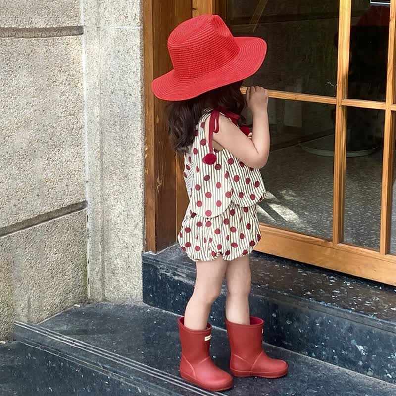 Baby Toddler 2-Piece Red Dots Striped Set