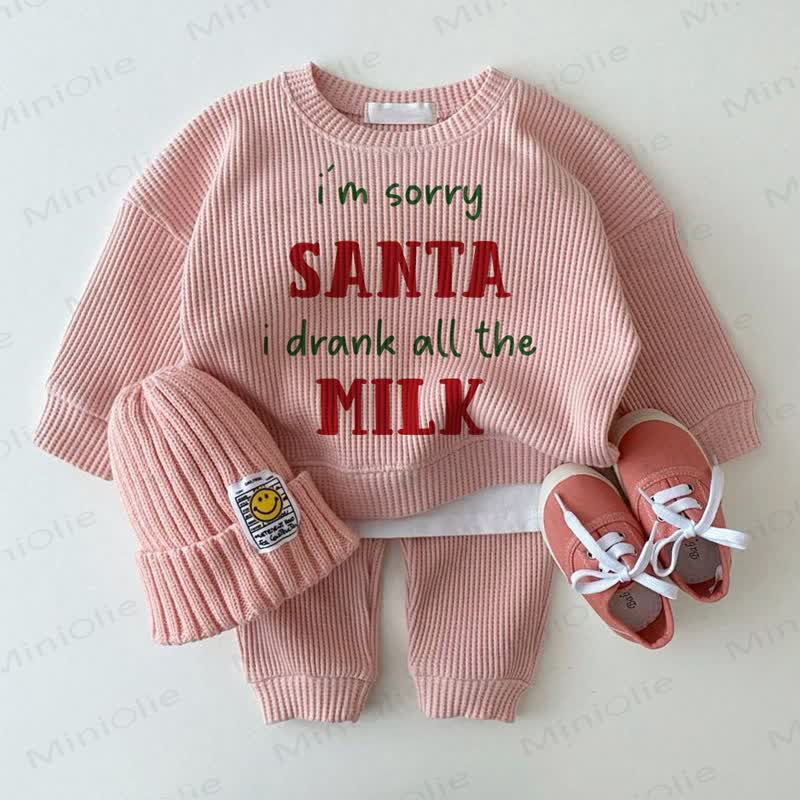 I'M SORRY SANTA I DRANK ALL THE MILK Baby Pink 2-Piece Set