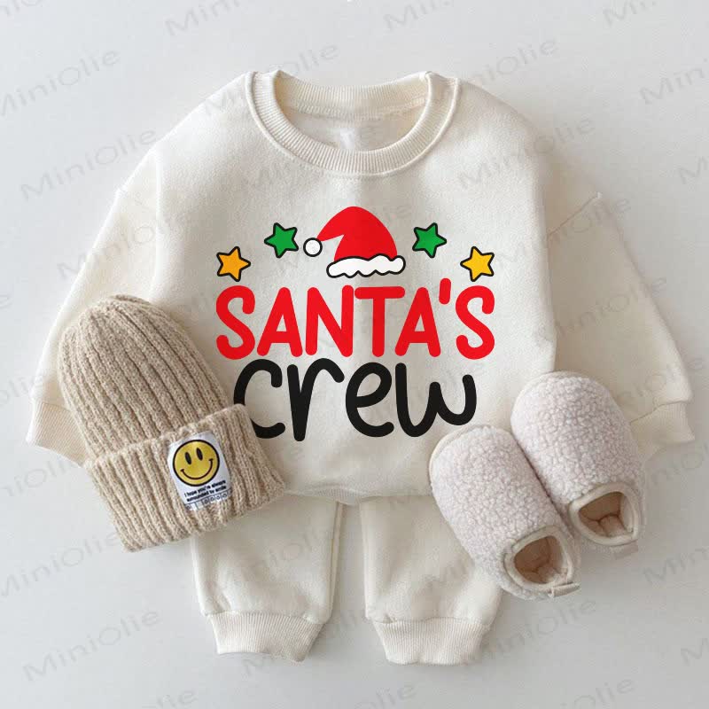 SANTA'S CREW Baby White Sweatshirt 2-piece Set