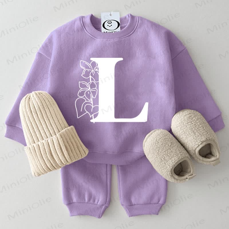 Letter L Baby 2-piece Purple Set
