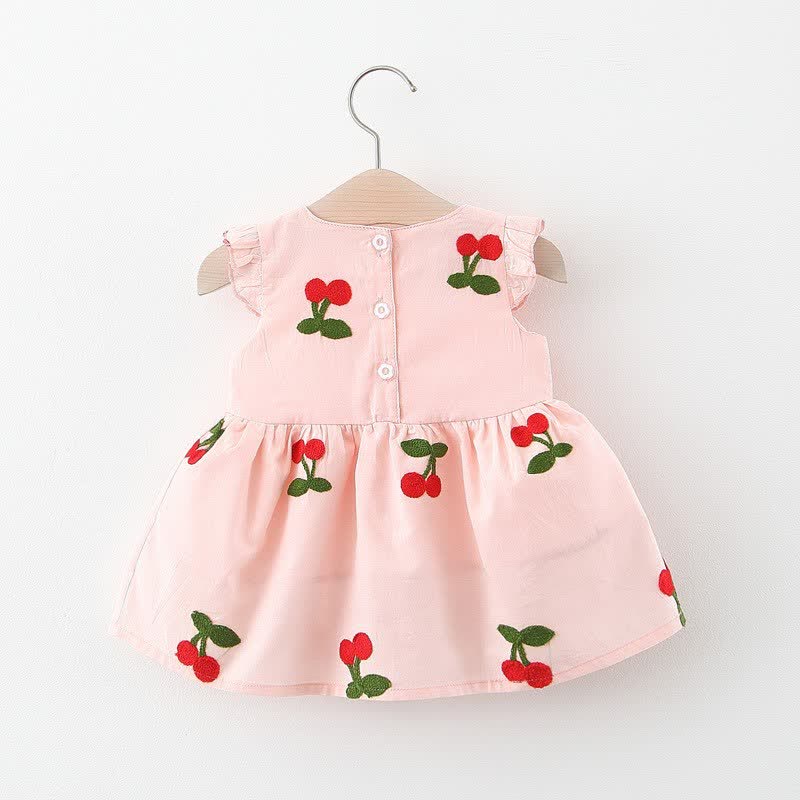 Baby Cherry Ruffle Sleeves Summer Dress