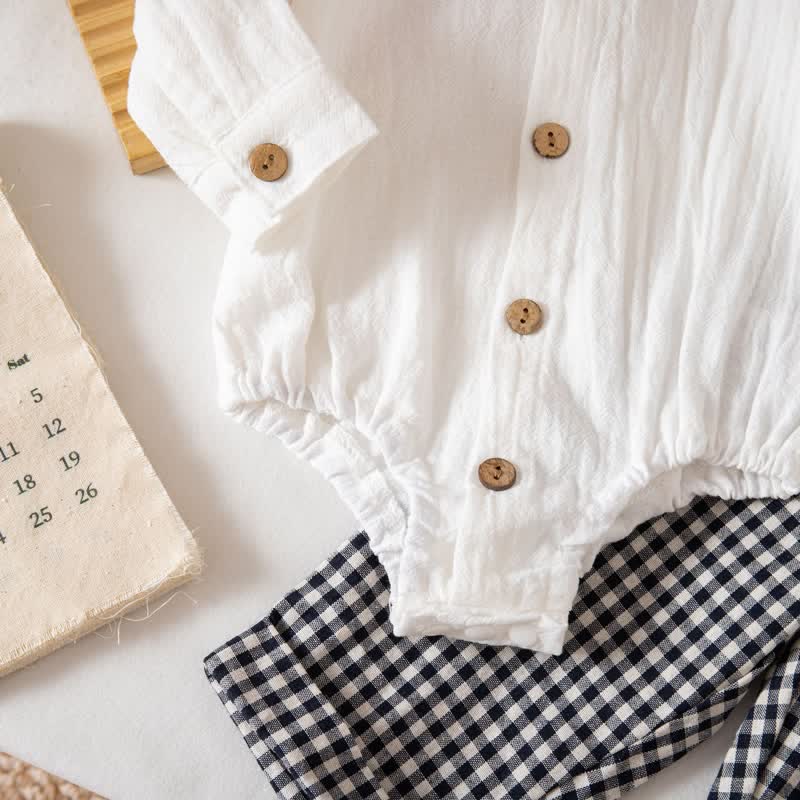 Baby Boy Gentleman Plaid Bodysuit Overalls 2-piece Set
