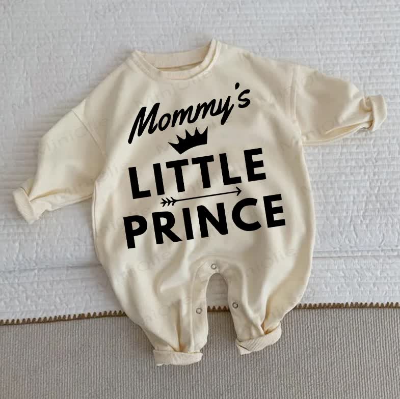 MOMMY'S LITTLE PRINCE Baby Beige Romper
