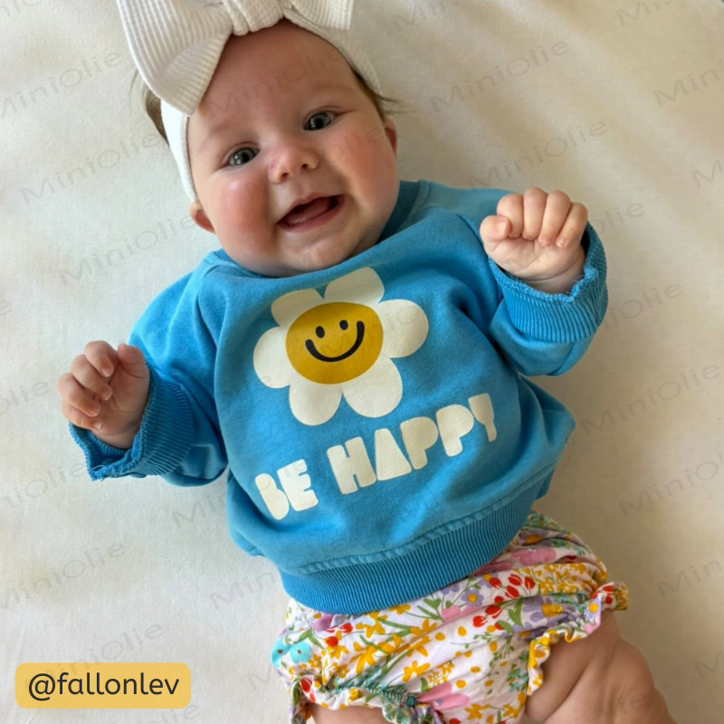 BE HAPPY Baby Flower Toddler Blue Sweatshirt