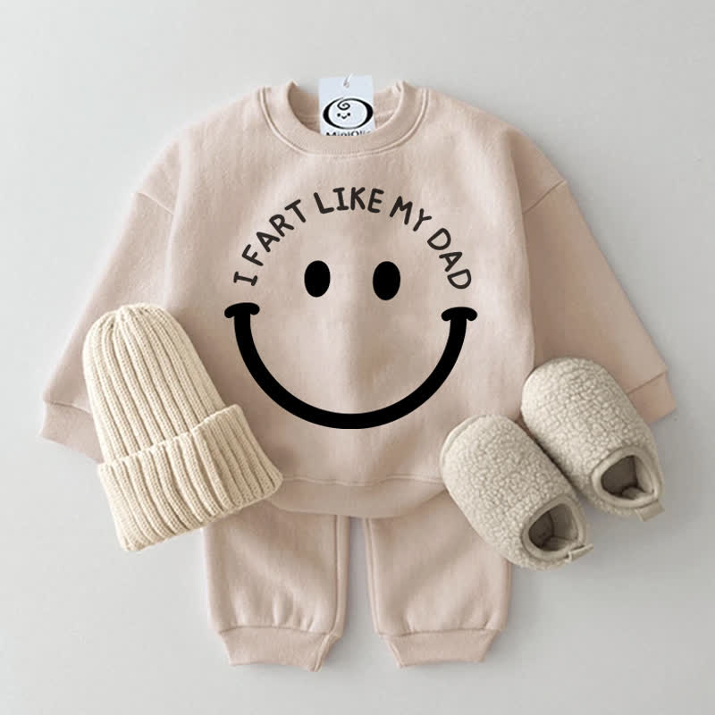 I FART LIKE MY DAD Baby 2-Piece Beige Set