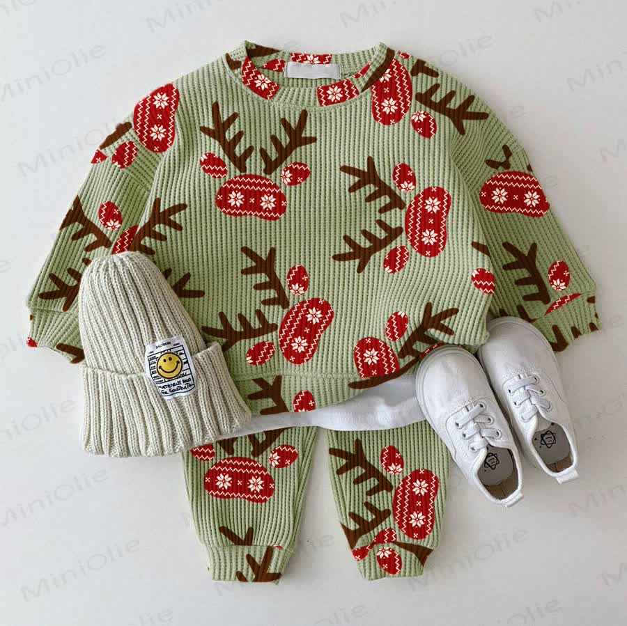 Baby Christmas Sayre Island Elk Waffle 2-piece Set