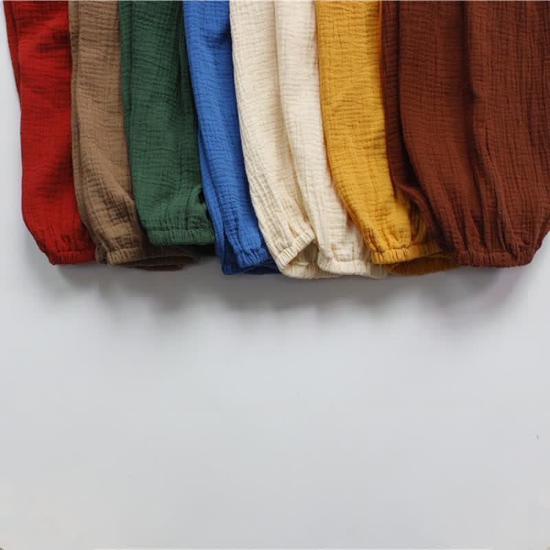 Toddler Retro Solid Color Linen Pants