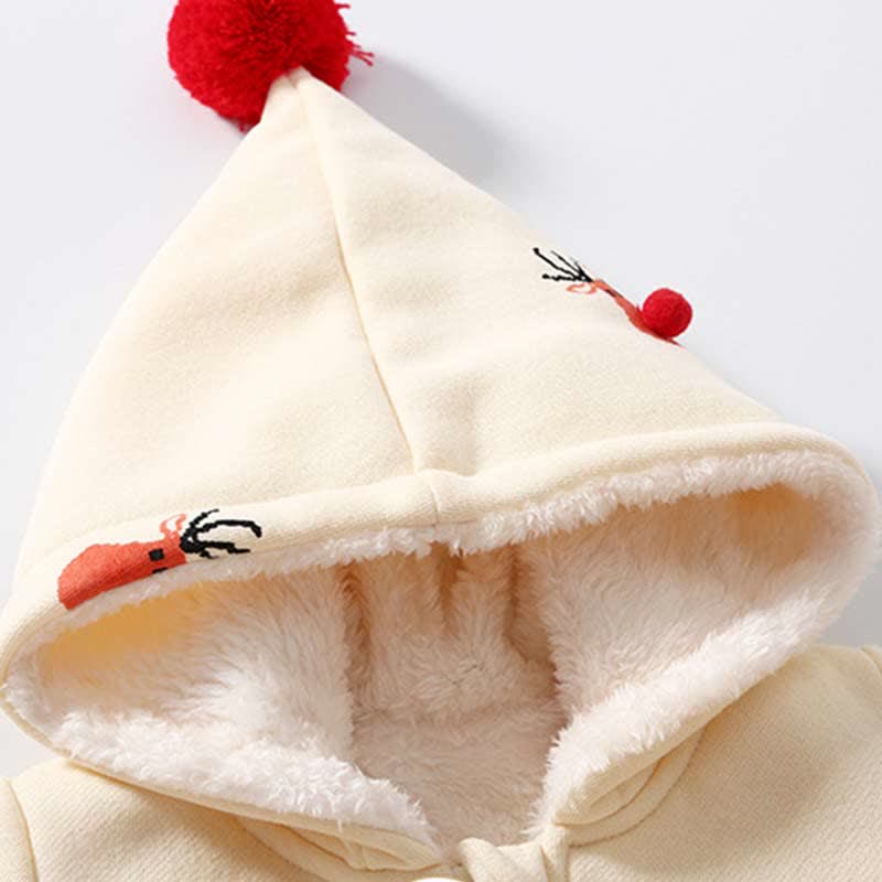 Baby Beige Deer Hooded Warm Romper