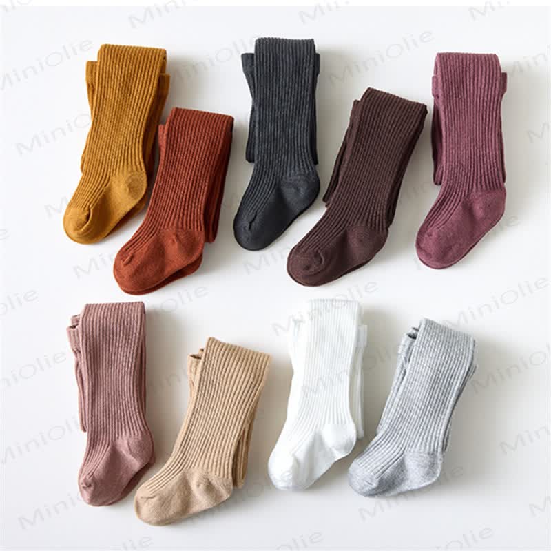 Baby Ribbed Solid Color Tights