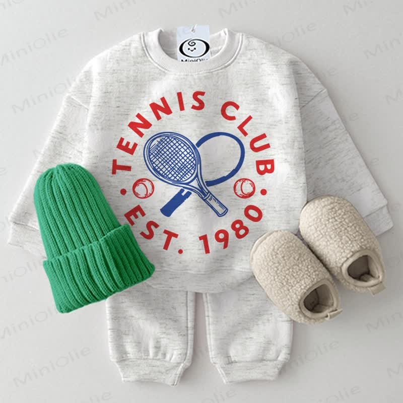 TENNIS CLUB EST. 1980 Baby 2-piece Light Grey Set