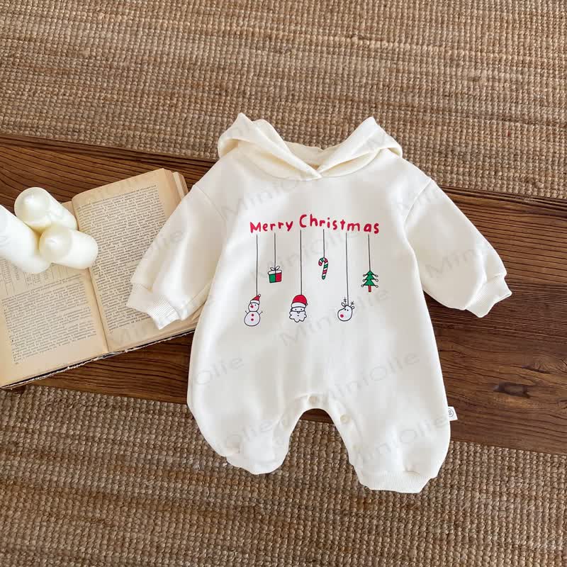 MERRY CHRISTMAS Baby Hooded Romper