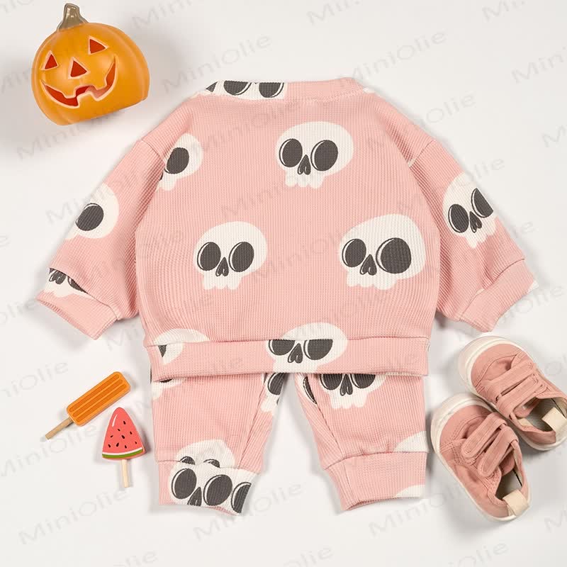 Baby Skull Pink Waffle 2-piece Set
