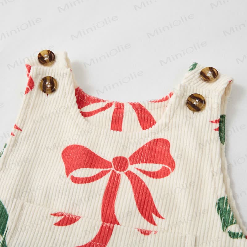 Baby Toddler Christmas Bow-knot Corduroy Overalls