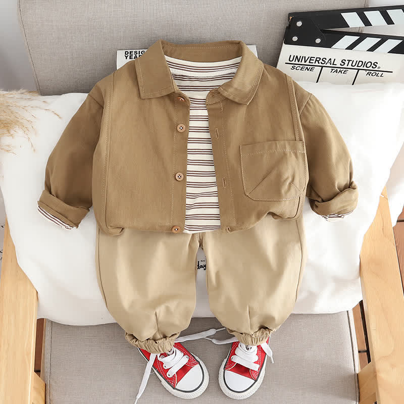 Toddler Boy 3-Piece Striped Casual Set
