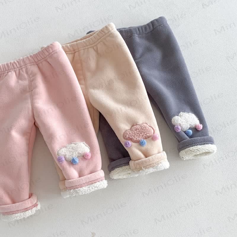 Baby Toddler Girl Clouds Fleece Lined Jogger Pants